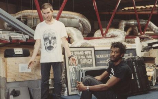 Massive Attack's Robert Del Naja and Grant Marshall in their Bristol studio  Photo: Christopher Sturman/East Photographic  